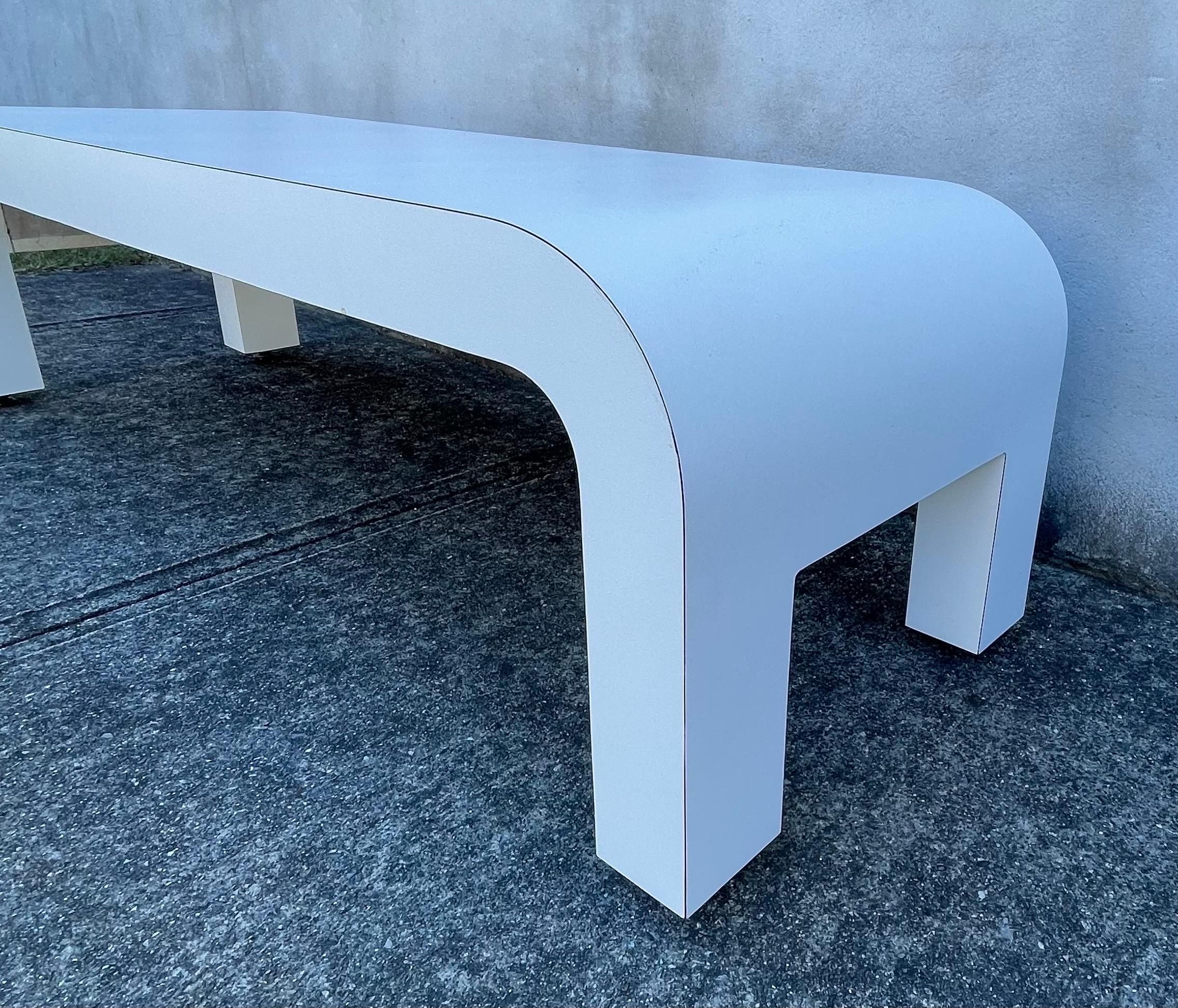 Late 20th Century Mid Century White Rectangular Coffee Table in the Style of Karl Springer For Sale