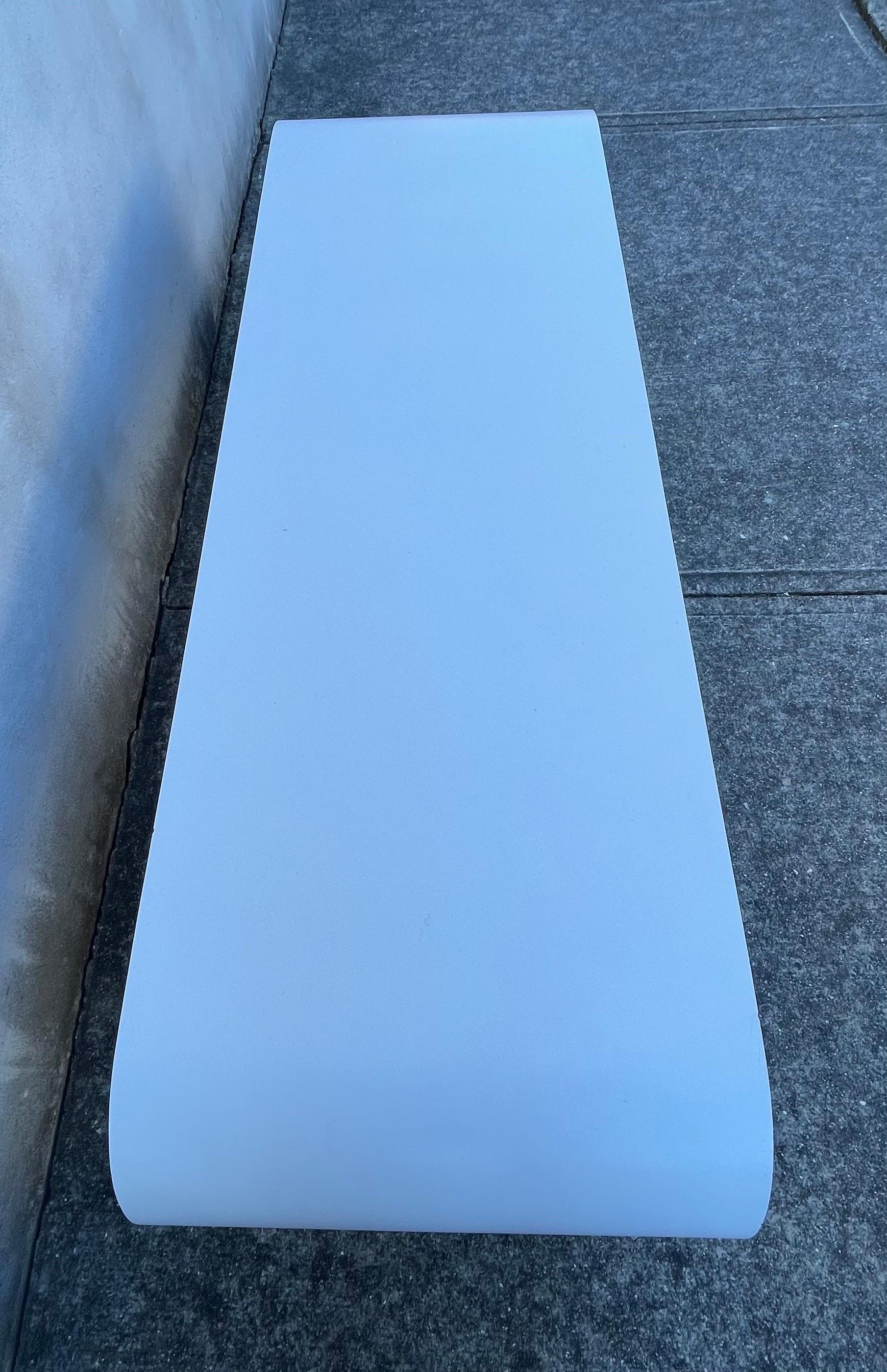 Formica Mid Century White Rectangular Coffee Table in the Style of Karl Springer For Sale