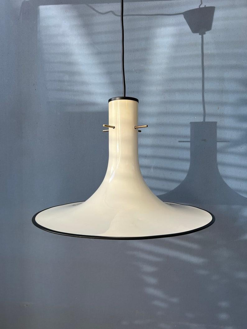 Mid Century White Space Age Metal Witch Hat Pendant Lamp, 1970s In Excellent Condition For Sale In ROTTERDAM, ZH