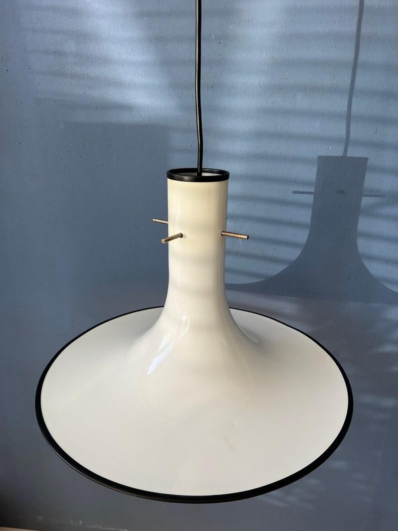 20th Century Mid Century White Space Age Metal Witch Hat Pendant Lamp, 1970s