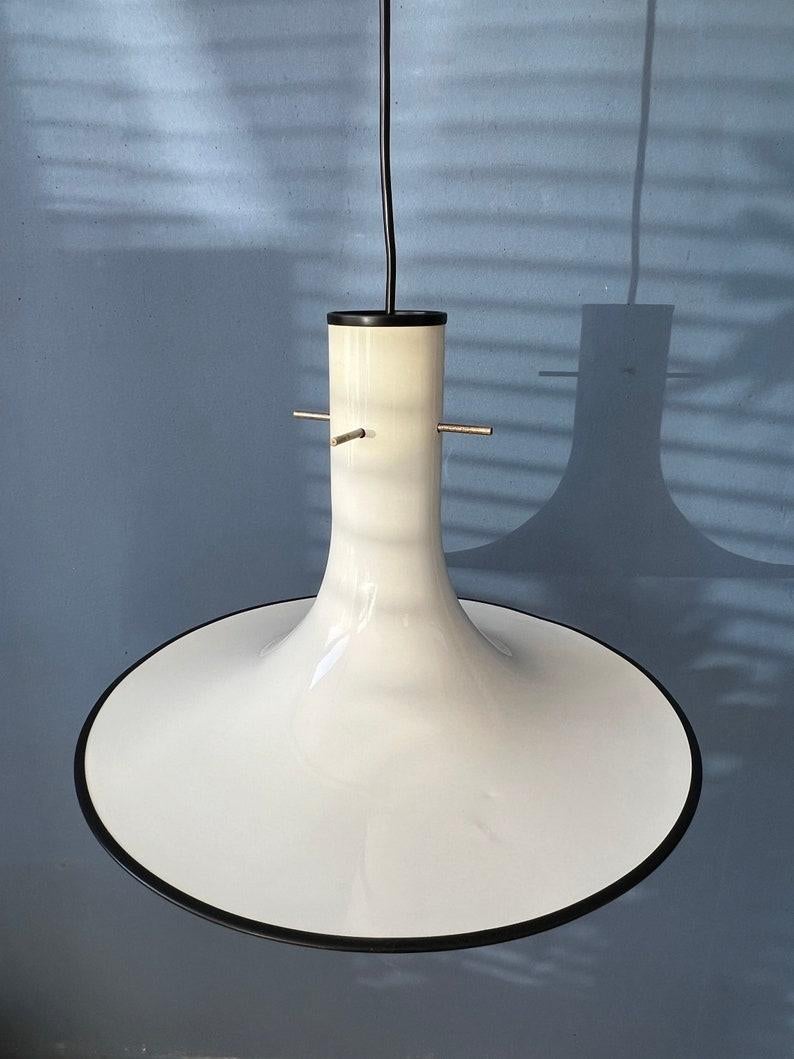 Mid Century White Space Age Metal Witch Hat Pendant Lamp, 1970s 1