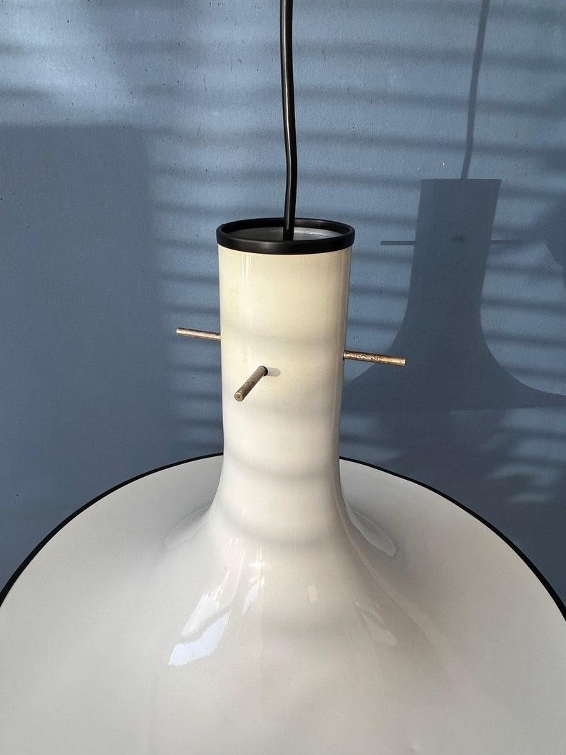 Mid Century White Space Age Metal Witch Hat Pendant Lamp, 1970s For Sale 3
