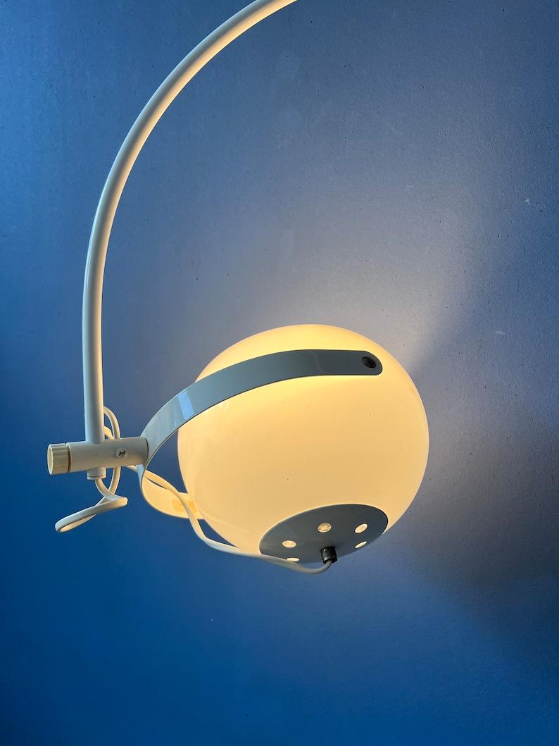 Metal Mid Century White Space Age Mushroom Arc Wall Lamp For Sale