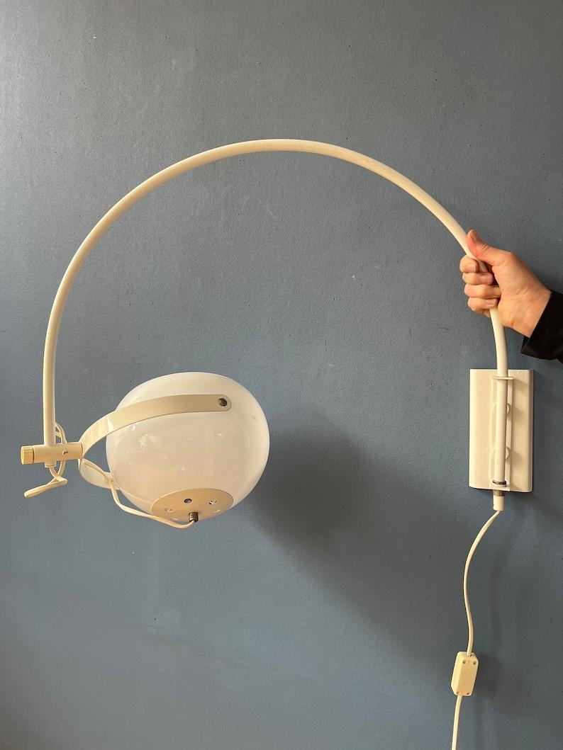 Mid Century White Space Age Mushroom Arc Wall Lamp For Sale 1