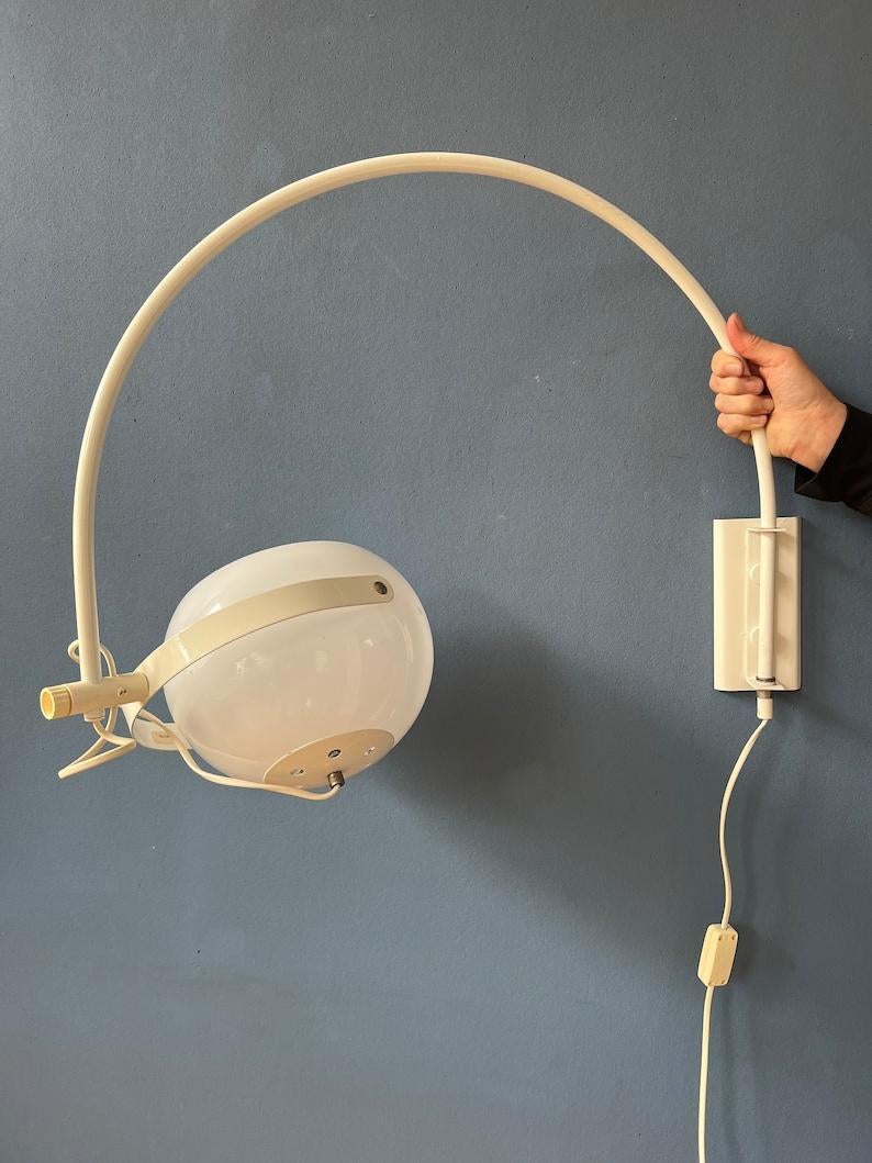 Mid Century White Space Age Mushroom Arc Wall Lamp For Sale 2