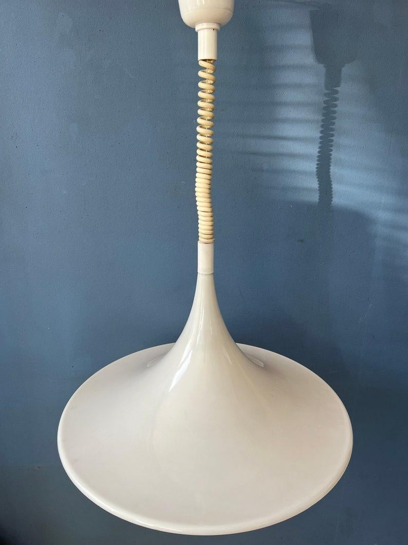 Mid Century White Space Age Witch Hat Pendant Lamp, 1970s For Sale 1
