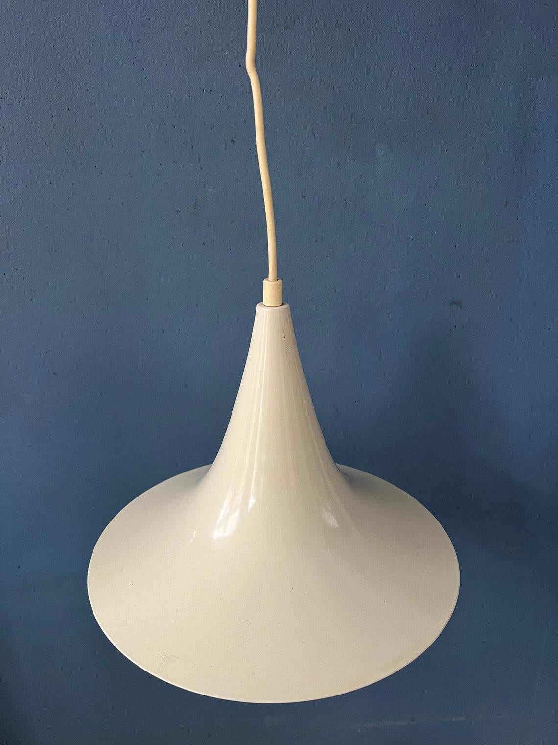 Mid Century White Space Age Witch Hat Pendant Lamp, 1970s For Sale 1