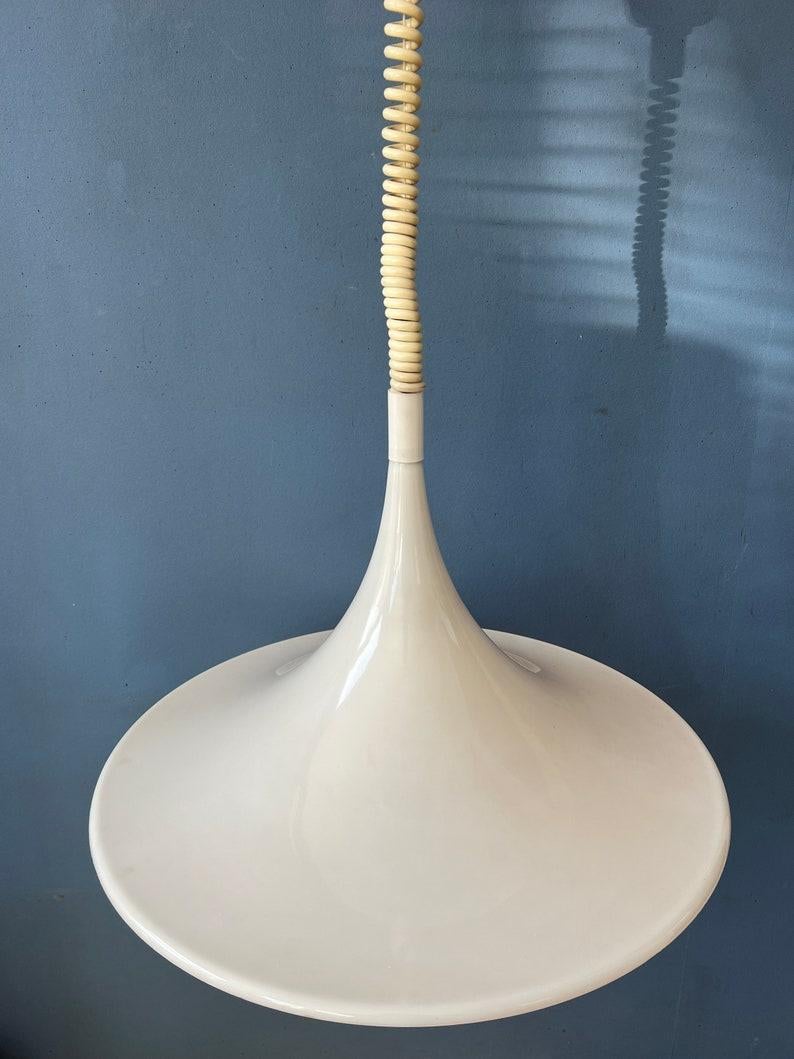 Mid Century White Space Age Witch Hat Pendant Lamp, 1970s For Sale 2