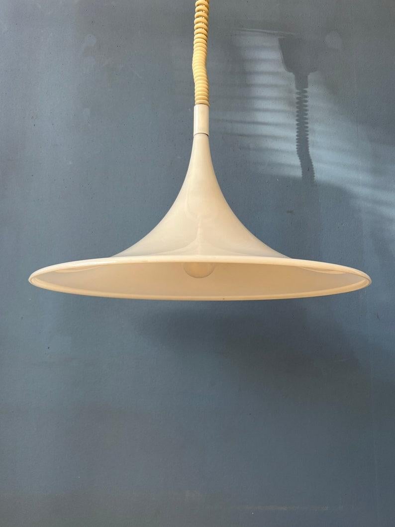Mid Century White Space Age Witch Hat Pendant Lamp, 1970s For Sale 3