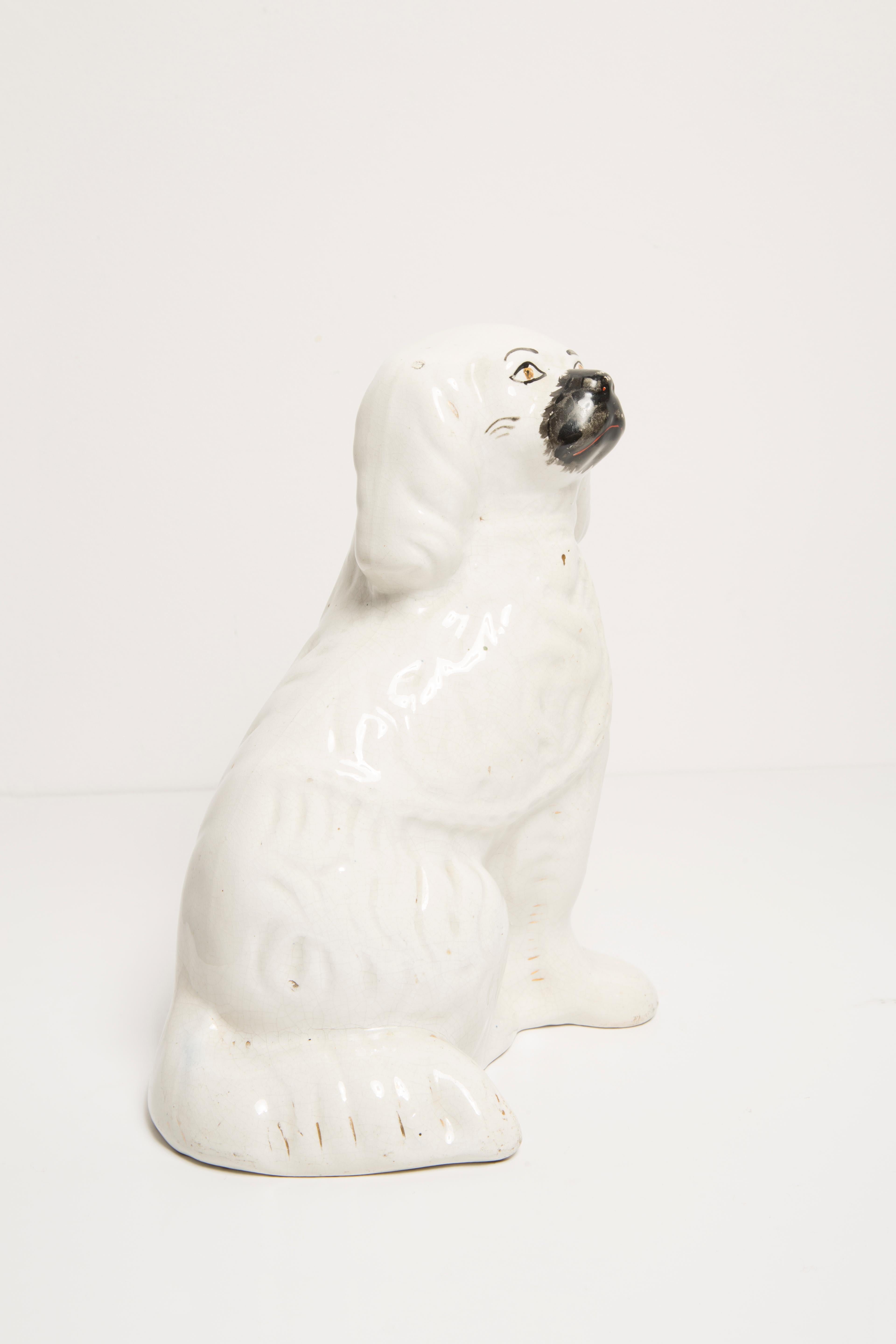 Mid Century White Spaniel Dog Sculpture Staffordshire England, 1960s For Sale 2