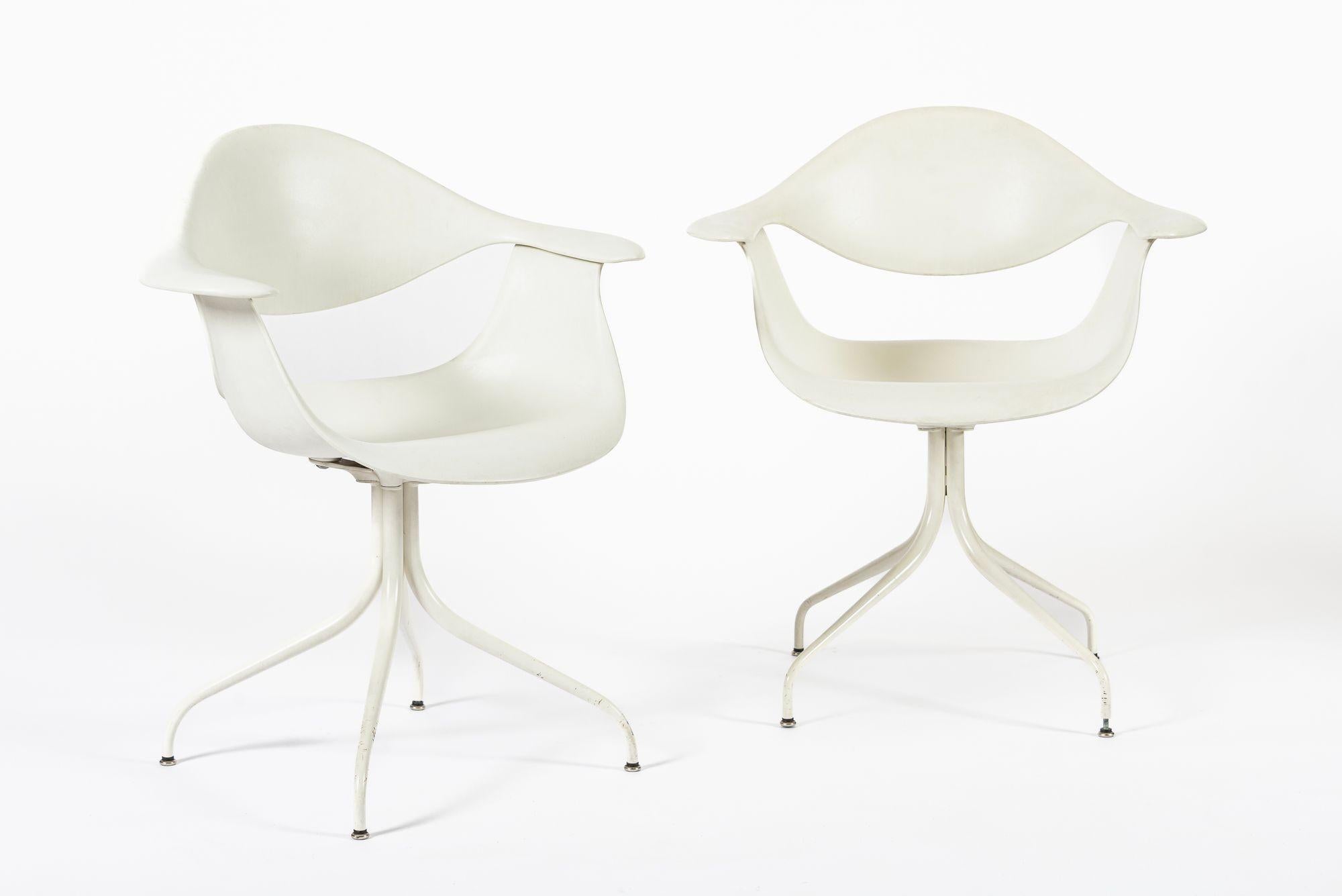 American Mid Century White Swag Chairs by George Nelson for Herman Miller For Sale