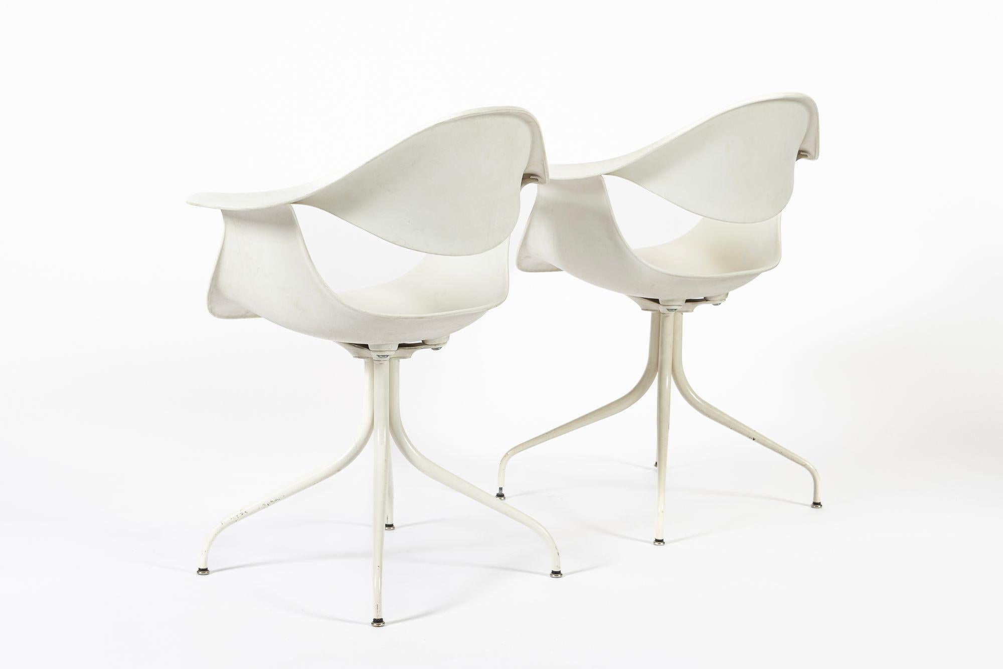 Contemporary Mid Century White Swag Chairs by George Nelson for Herman Miller For Sale