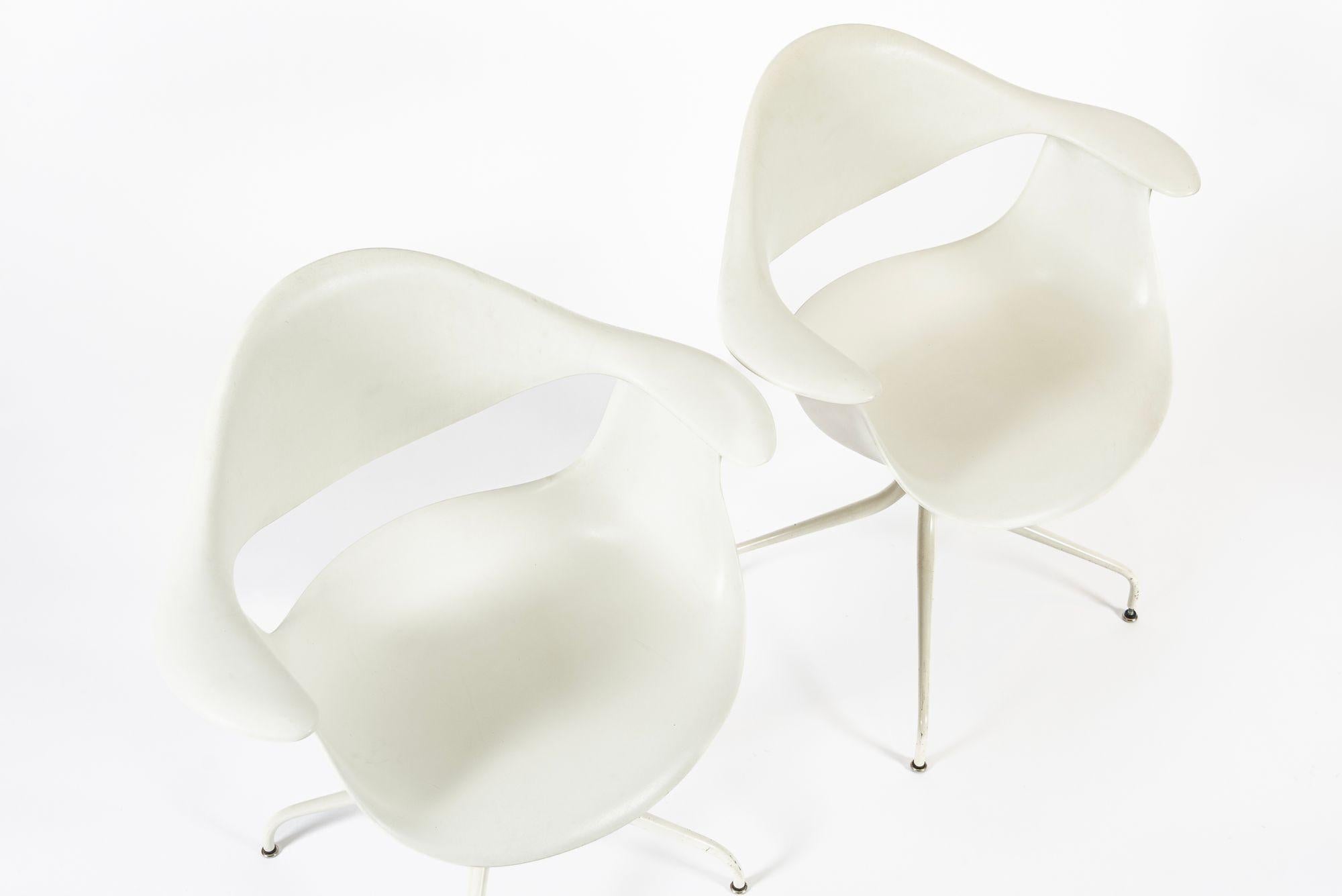 Steel Mid Century White Swag Chairs by George Nelson for Herman Miller For Sale