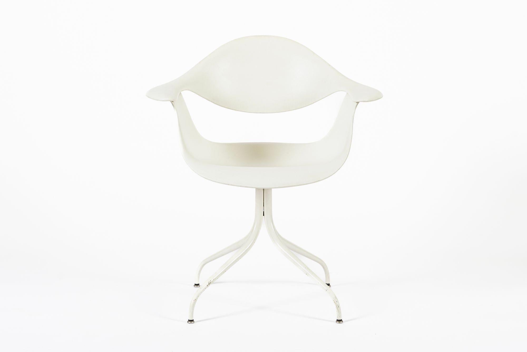 Mid Century White Swag Chairs by George Nelson for Herman Miller For Sale 1
