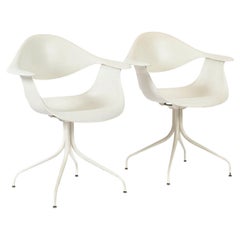 Mid Century White Swag Chairs by George Nelson for Herman Miller