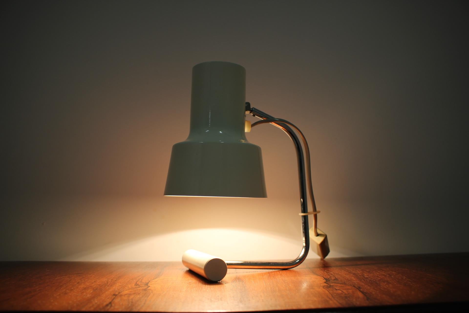 Czech Midcentury White Table Lamp, Napako, 1970s For Sale