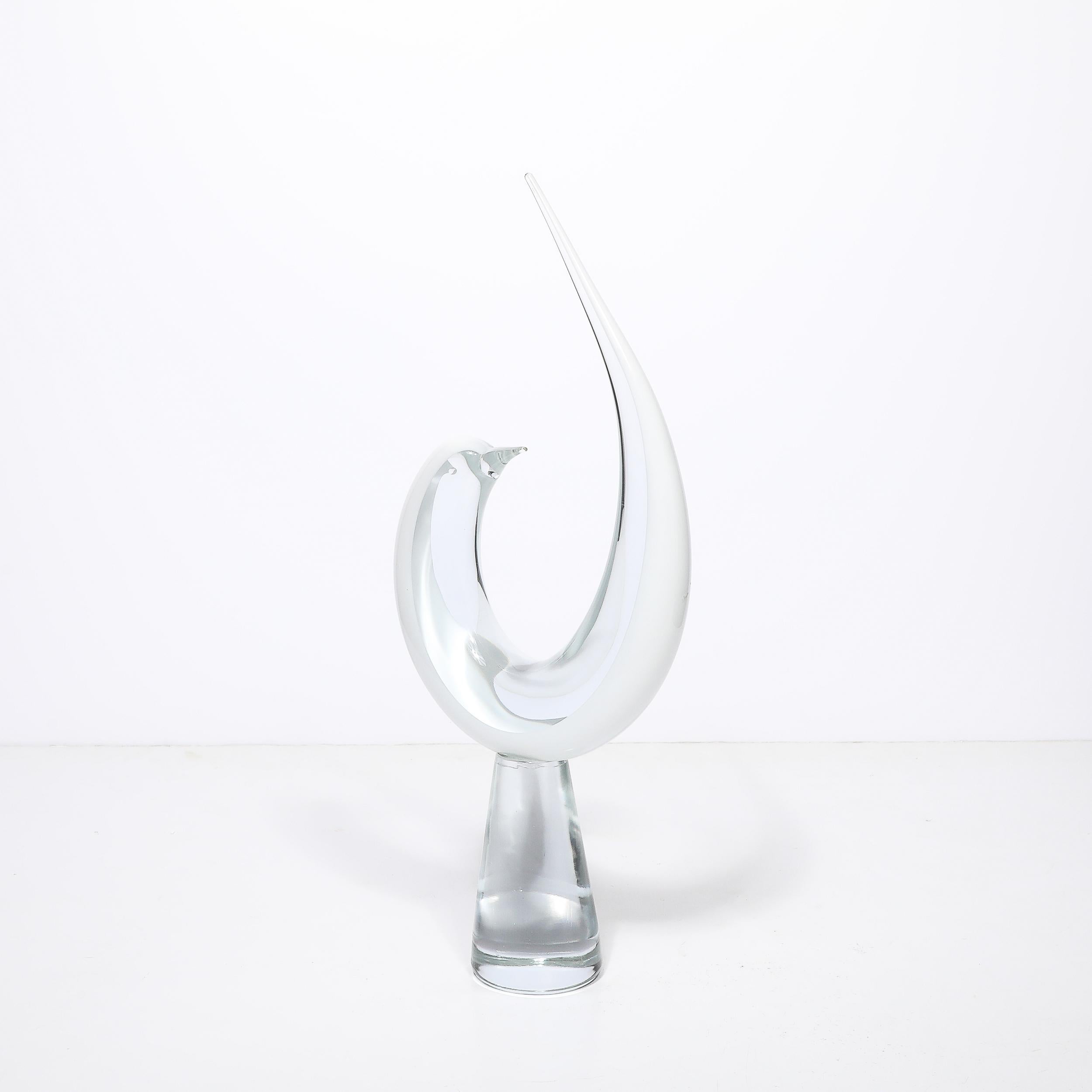 Scultura di uccello in vetro di Murano bianco e trasparente di metà secolo firmata Renato Anatra in vendita 10