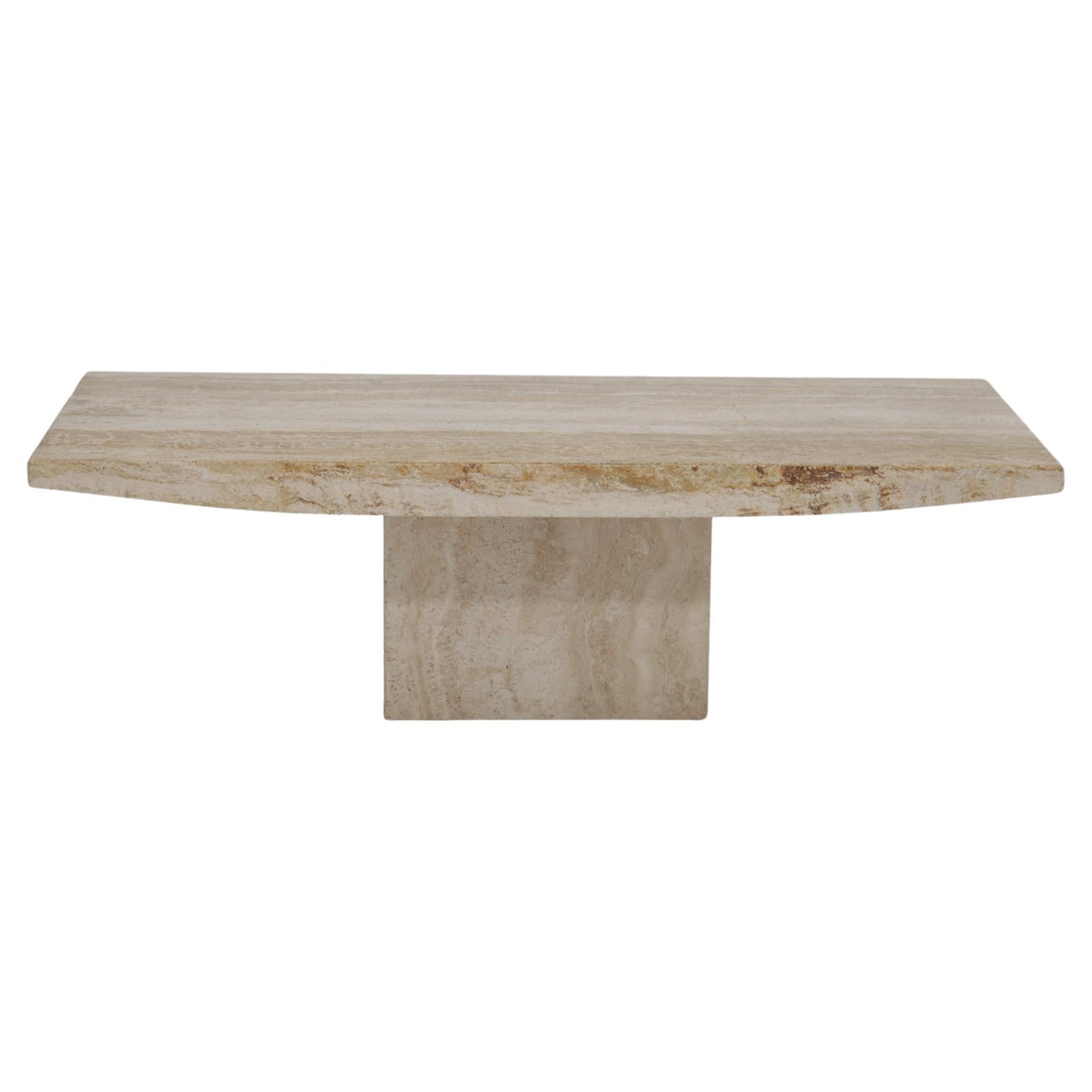 Mid-Century White Travertine Coffee Table, Attrib. Willy Rizzo, Italy, 1970s.