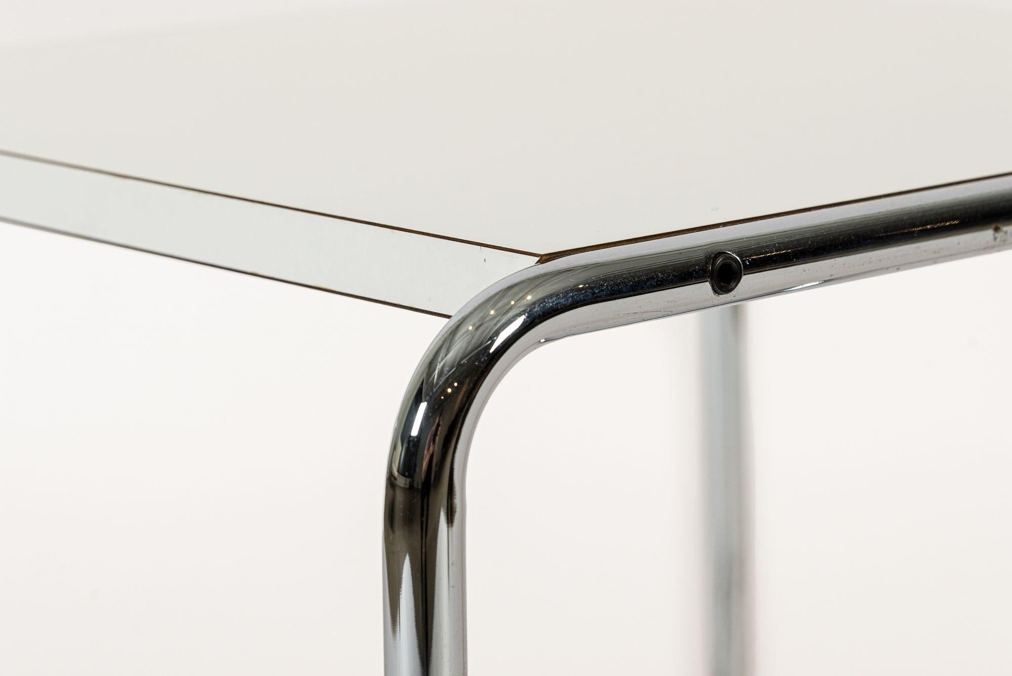 Mid Century White Tubular Steel Laccio Side Table by Marcel Breuer for Knoll 6