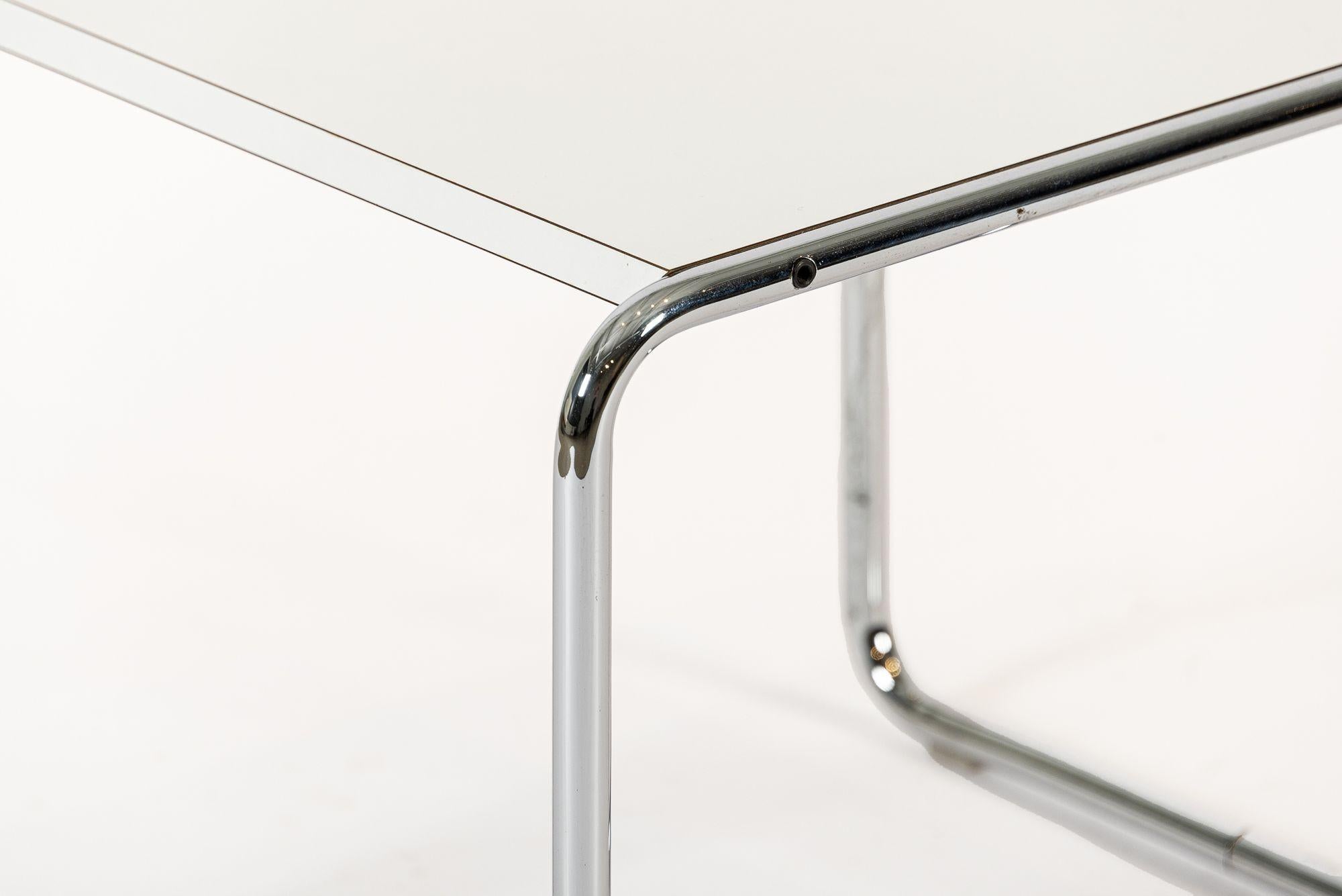 Mid Century White Tubular Steel Laccio Side Table by Marcel Breuer for Knoll 7