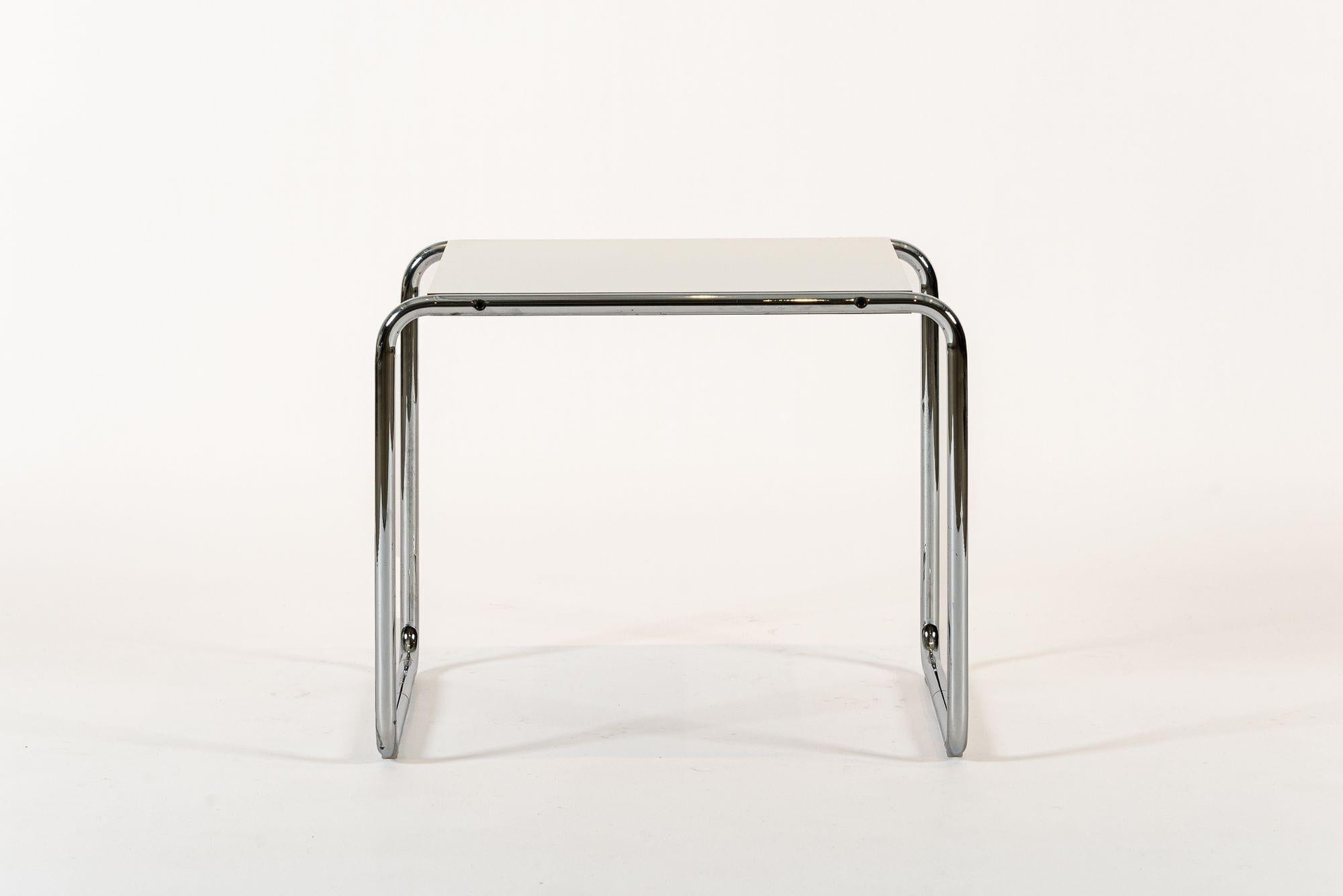 American Mid Century White Tubular Steel Laccio Side Table by Marcel Breuer for Knoll