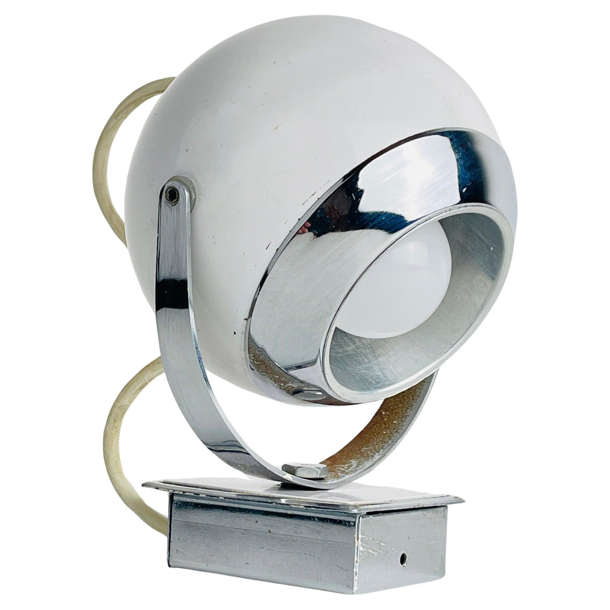 Mid-century white wall lamp Eyeball Italy 1960s  For Sale