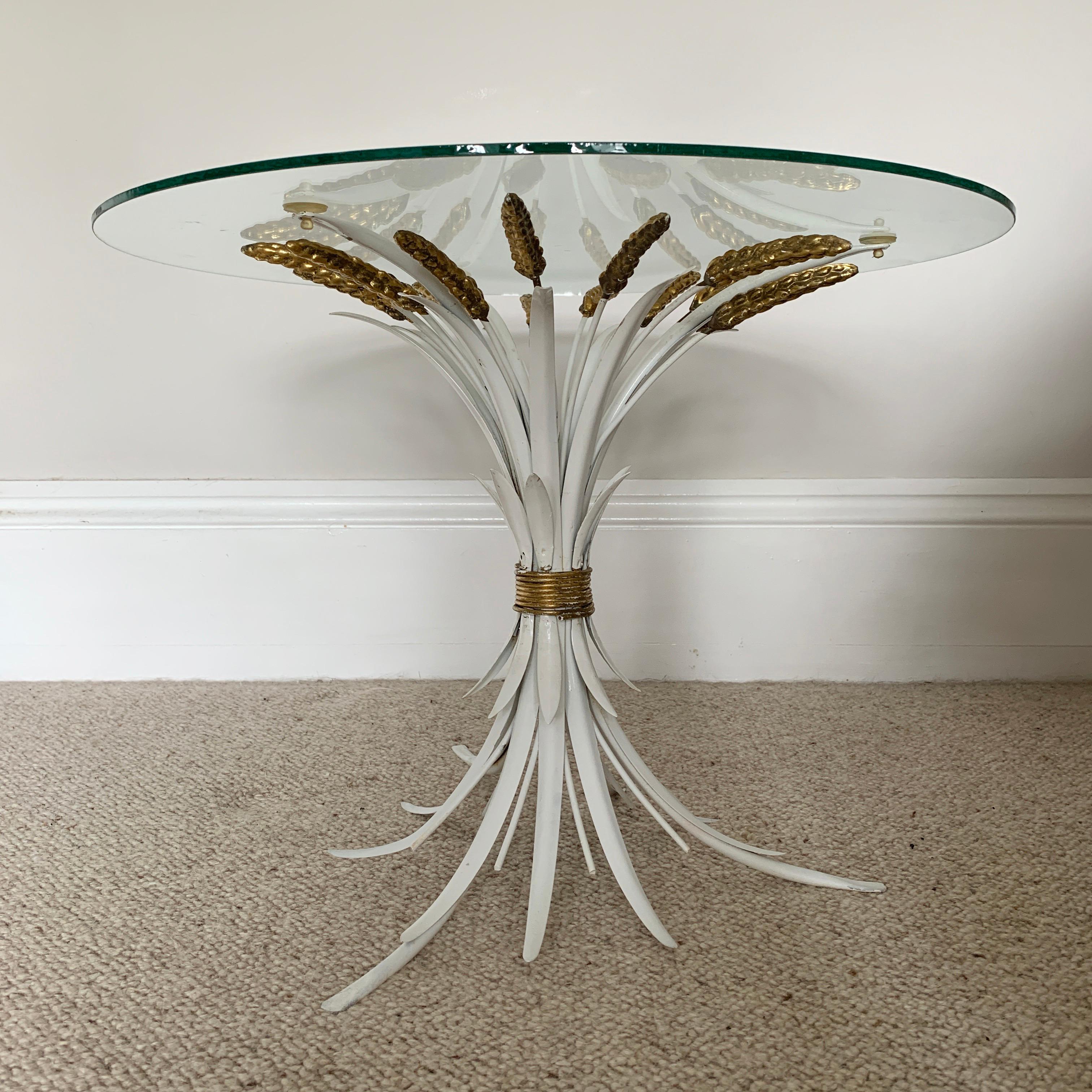 20th Century Mid Century White Wheat Sheaf Side Table