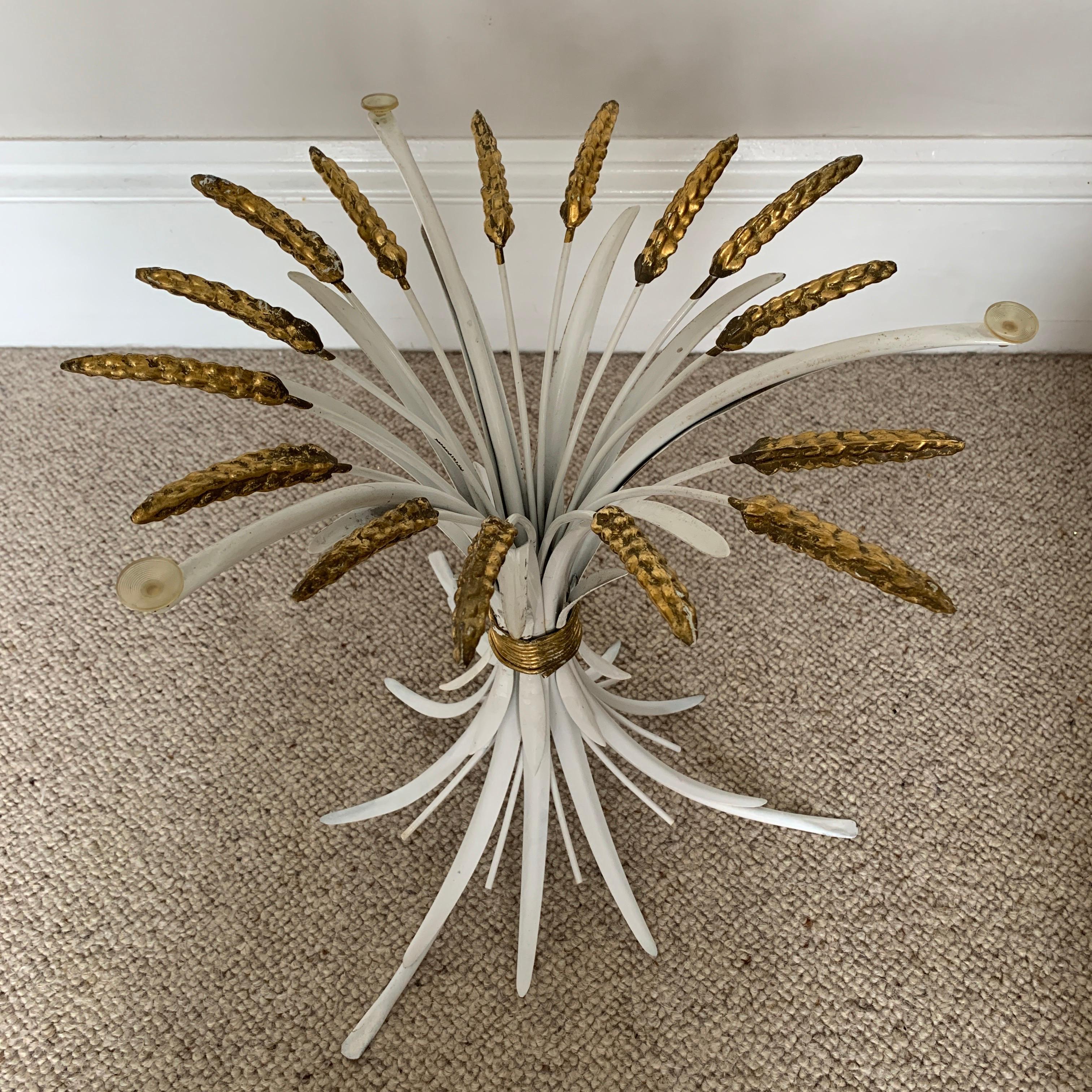 Mid Century White Wheat Sheaf Side Table 1