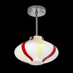 Mid-Century White, Yellow & Scarlet Murano Glass Pendant by Massimo Vignelli