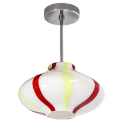 Mid-Century White, Yellow & Scarlet Murano Glass Pendant by Massimo Vignelli