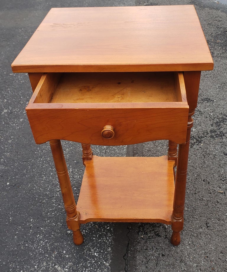 MidCentury Whitney Furniture Maple Single Drawer Side Table For Sale