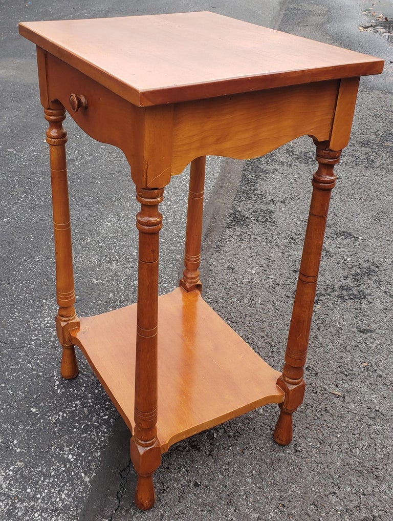 MidCentury Whitney Furniture Maple Single Drawer Side Table For Sale