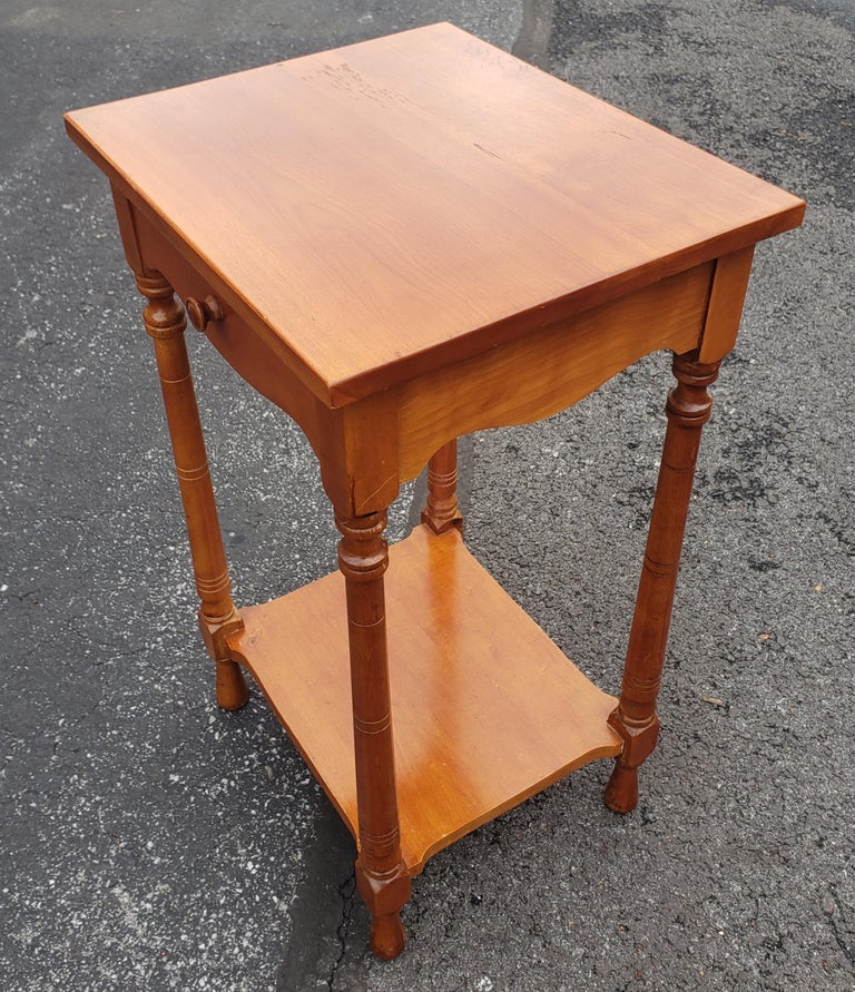 MidCentury Whitney Furniture Maple Single Drawer Side Table For Sale