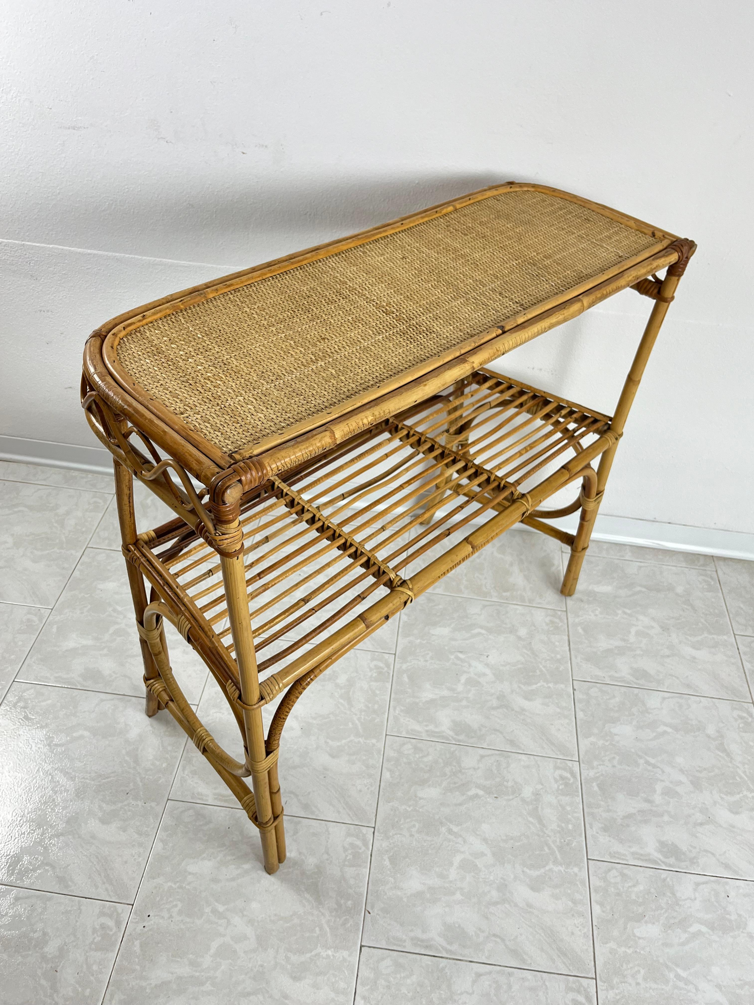 Mid-20th Century Mid-Century Wicker and Bamboo Console Attributed to Franco Albini 1960s For Sale