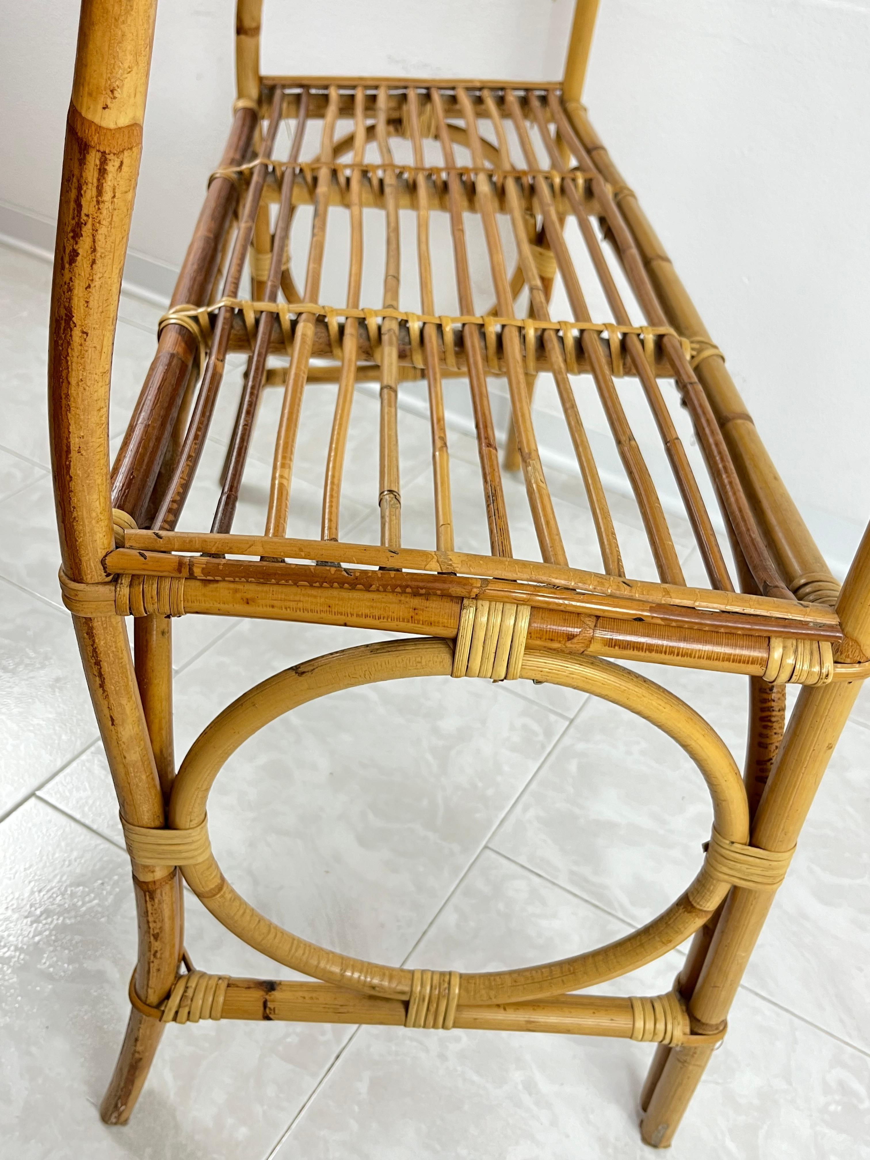 Mid-Century Wicker and Bamboo Console Attributed to Franco Albini 1960s For Sale 2