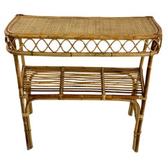 Vintage Mid-Century Wicker and Bamboo Console Attributed to Franco Albini 1960s