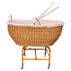 dle en osier et bambou du milieu du siècle dernier, fabriquée en Italie, 1967