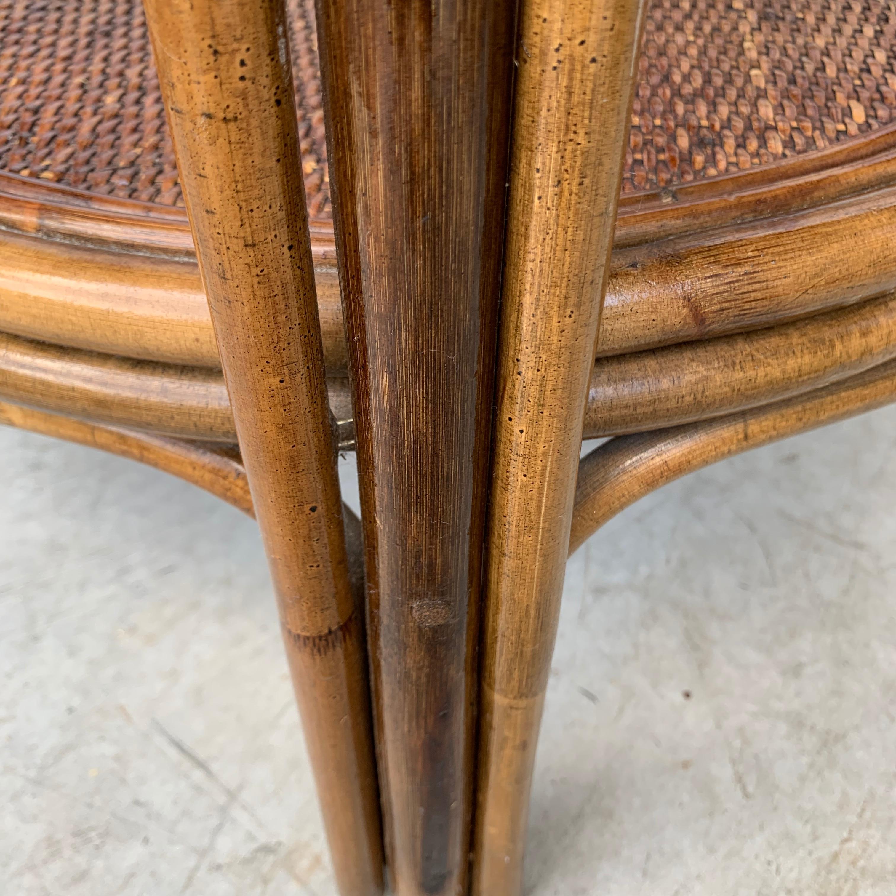 Mid-Century Wicker And Bamboo Kidney Shaped Nightstand 7