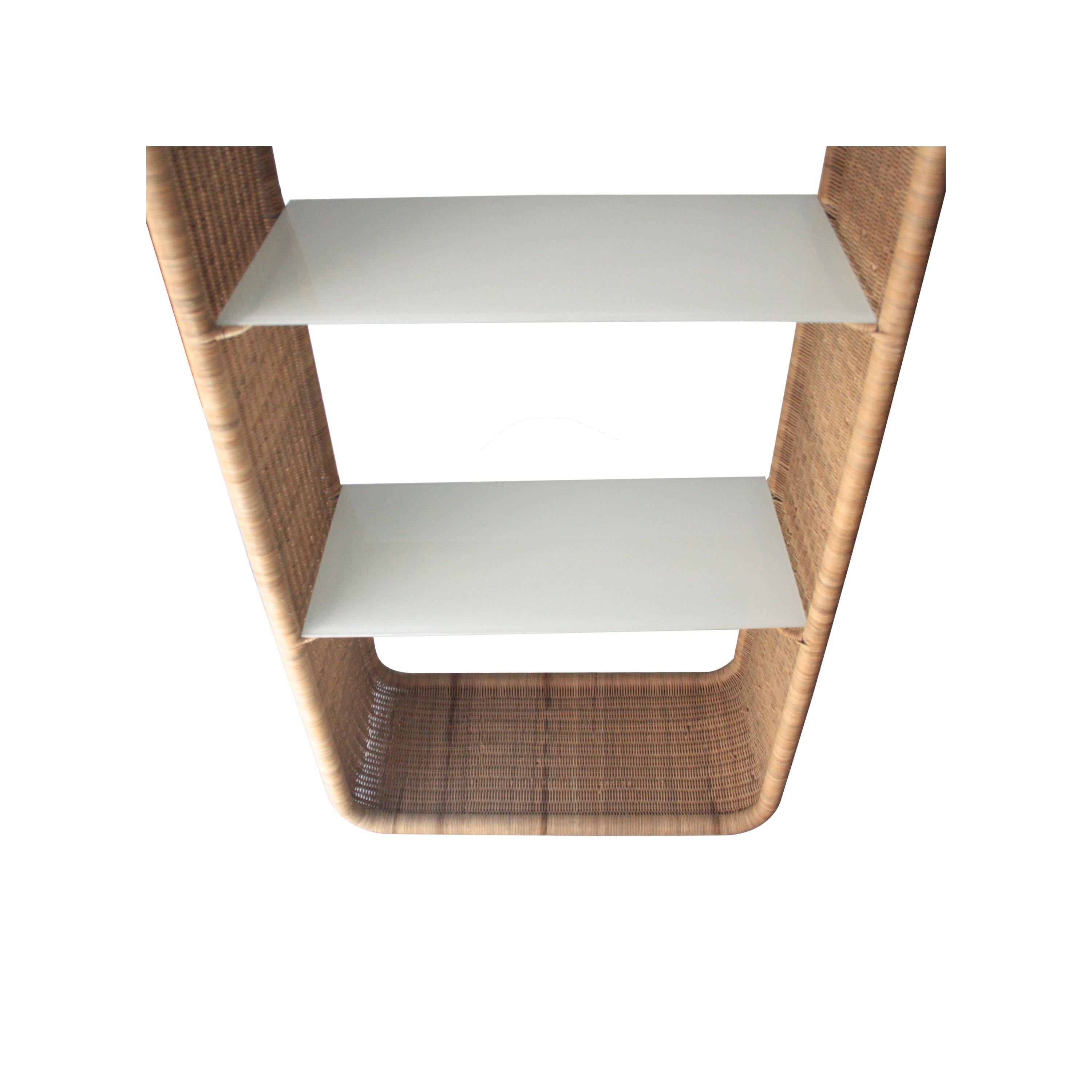 wicker shelf unit