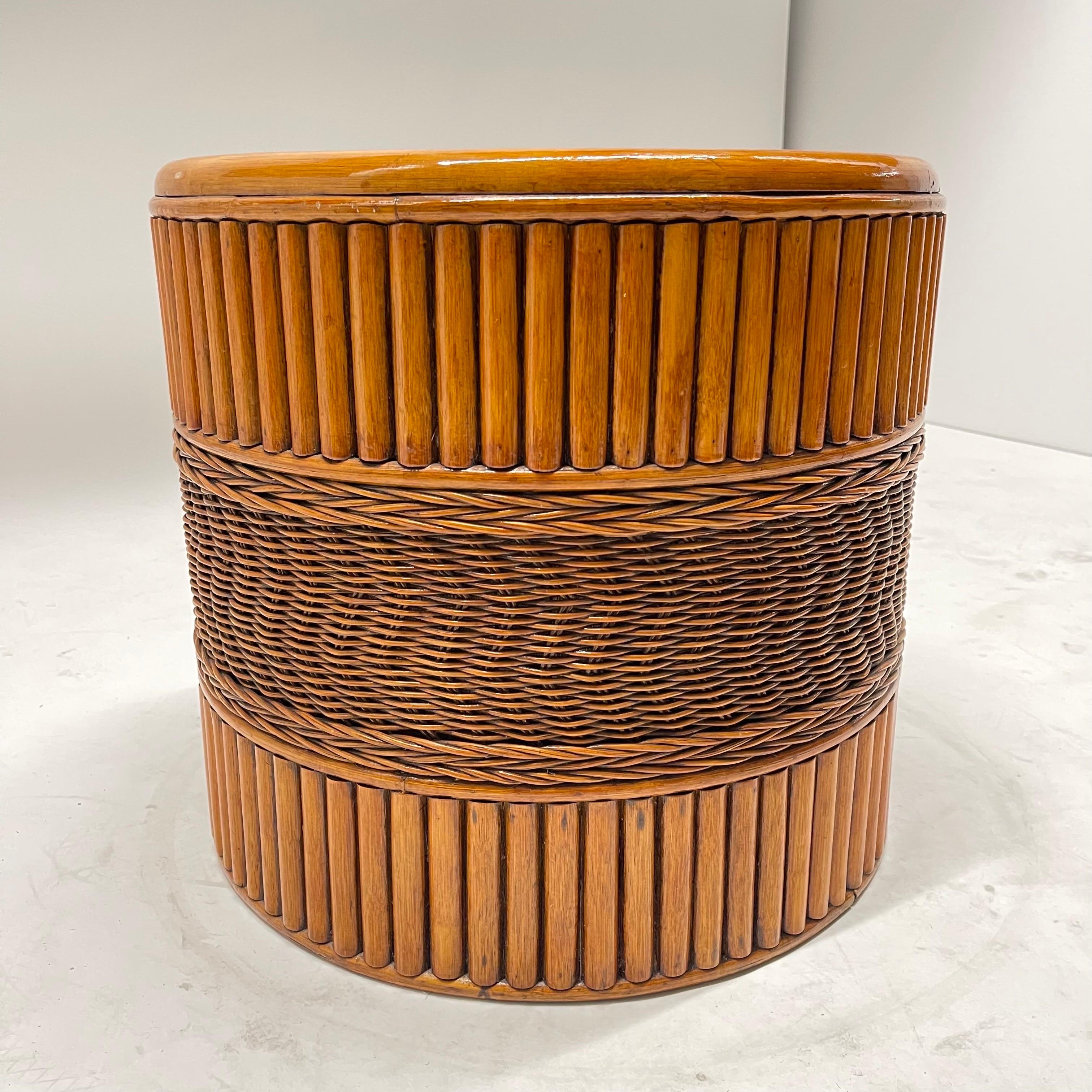American Midcentury Wicker and Rattan Planter or Garden Pot, USA, 1970s