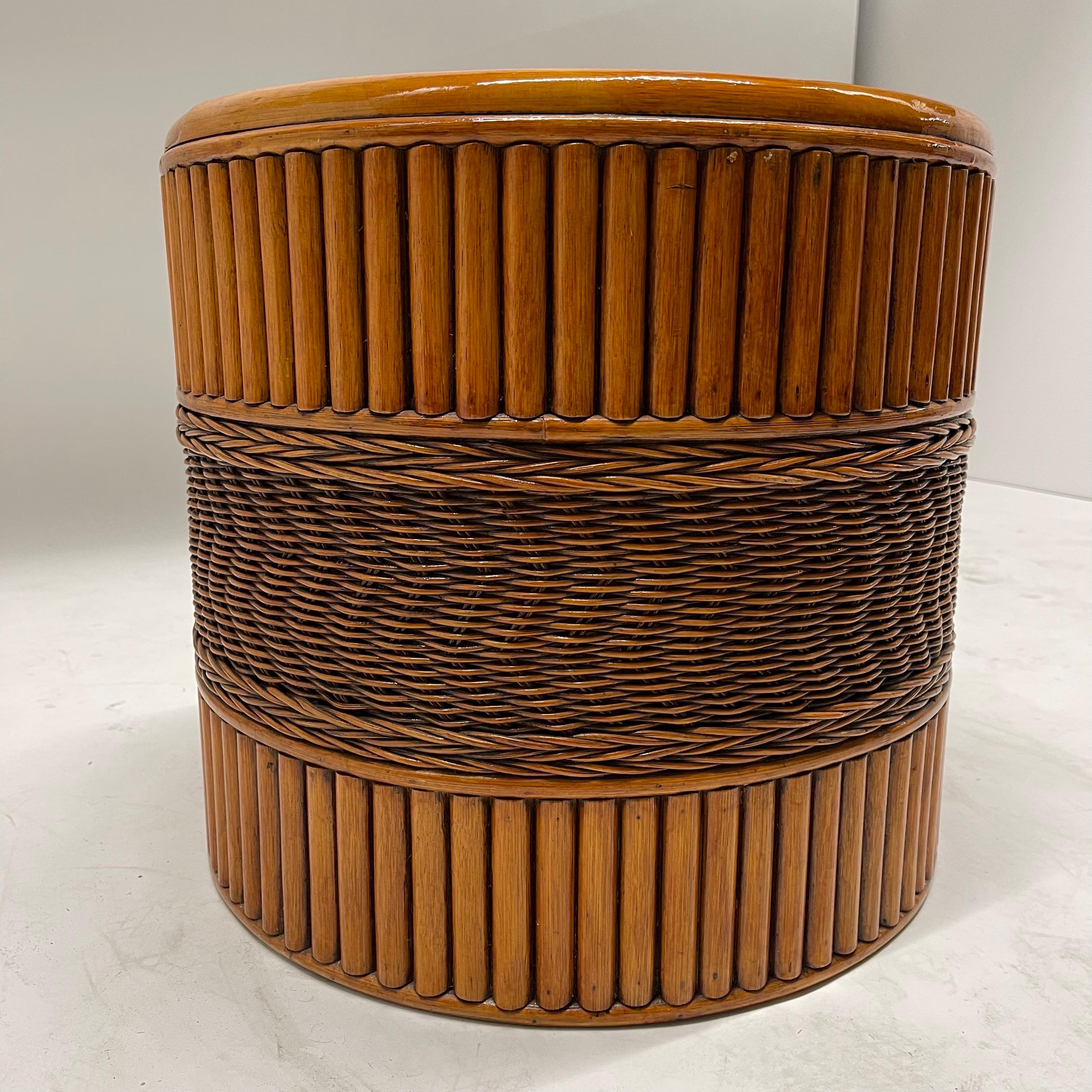 Midcentury Wicker and Rattan Planter or Garden Pot, USA, 1970s 1