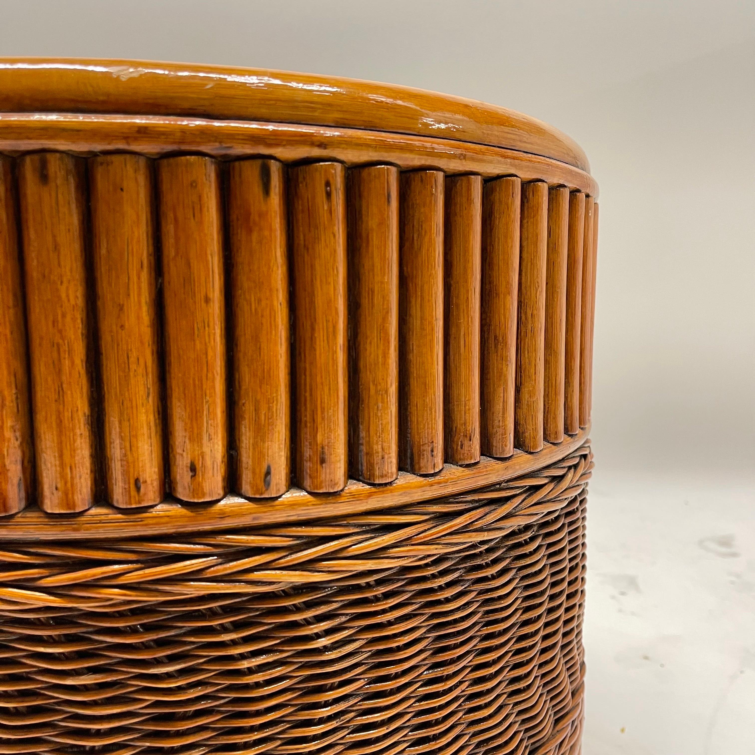 Midcentury Wicker and Rattan Planter or Garden Pot, USA, 1970s 2