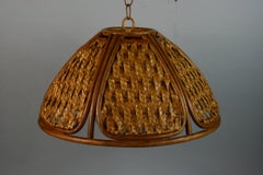 Spanish Mid Century Wicker and Rattan Pendant