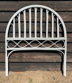 Midcentury Wicker, Bamboo, Rattan Headboard, Grey Lacquered