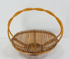 Mid-Century Wicker Basket Centerpiece Fruit Cup, France