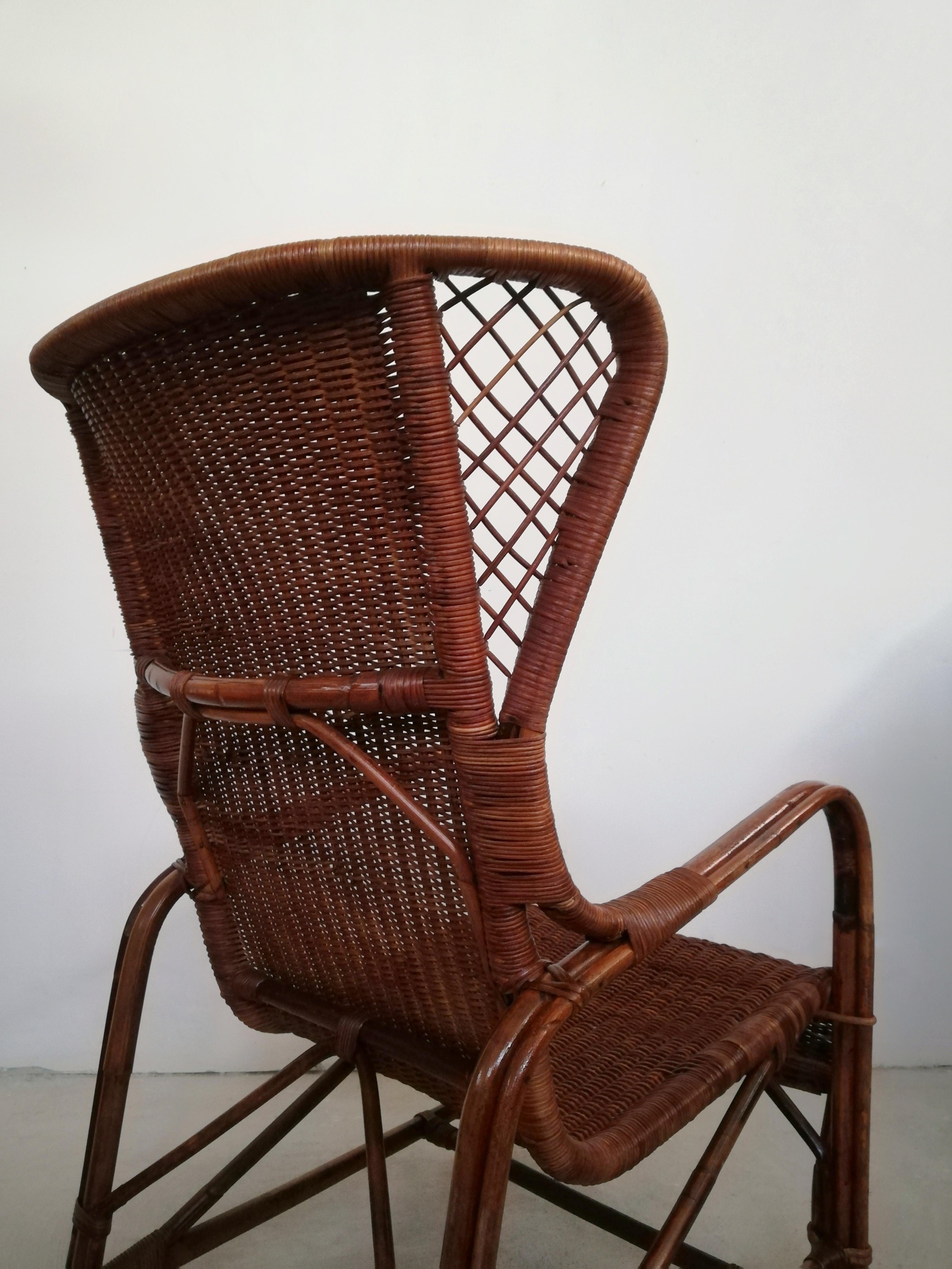 Bergère-Sessel aus Korbgeflecht von Eugenia Alberti Reggio für Ciceri, 1950 im Angebot 2