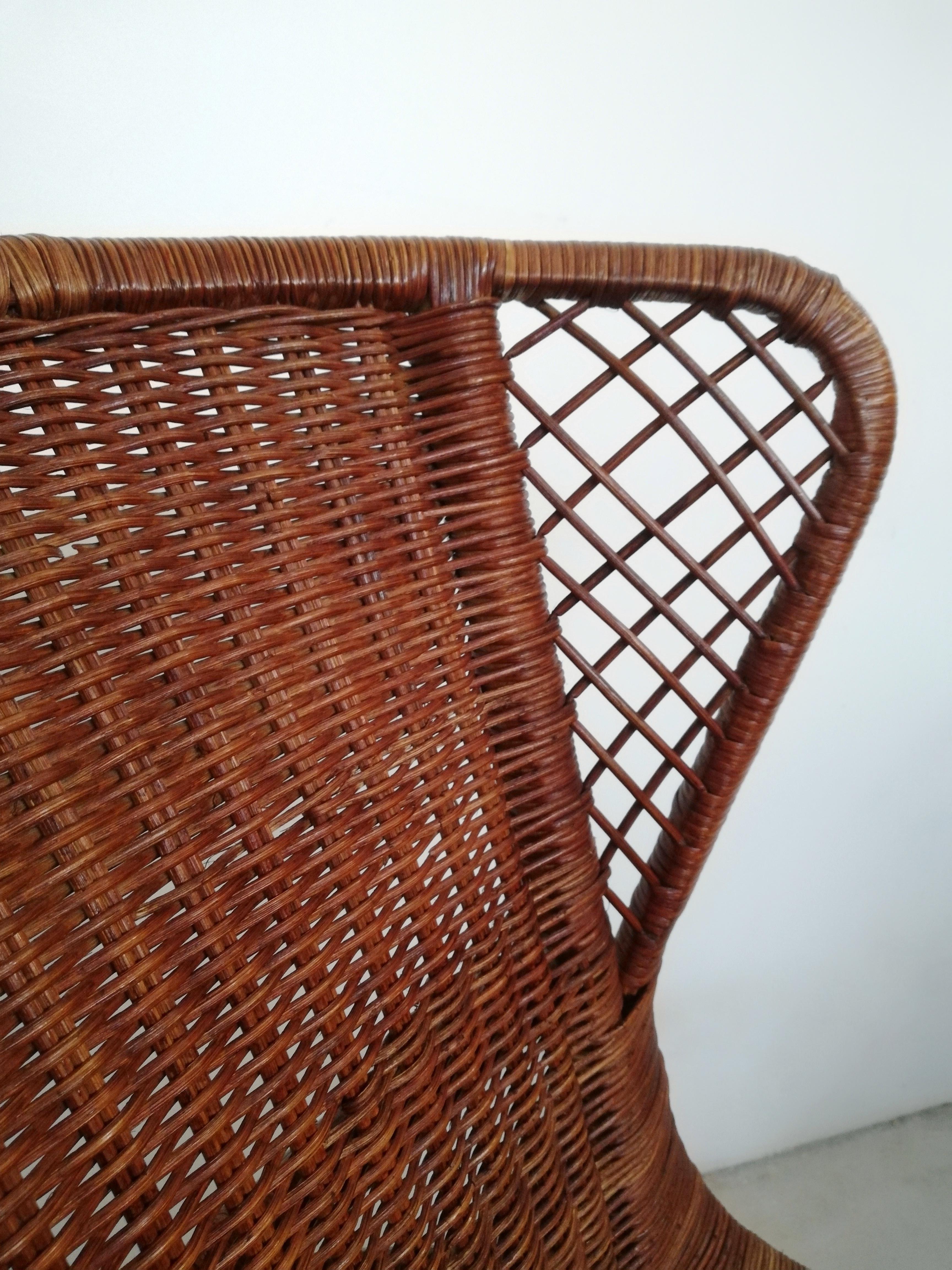 Midcentury Wicker Bergère Armchair by Eugenia Alberti Reggio for Ciceri, 1950 For Sale 5