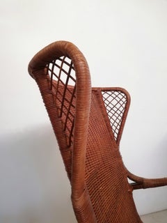 Sillón Bergère de mimbre de mediados de siglo de Eugenia Alberti Reggio para Ciceri, 1950