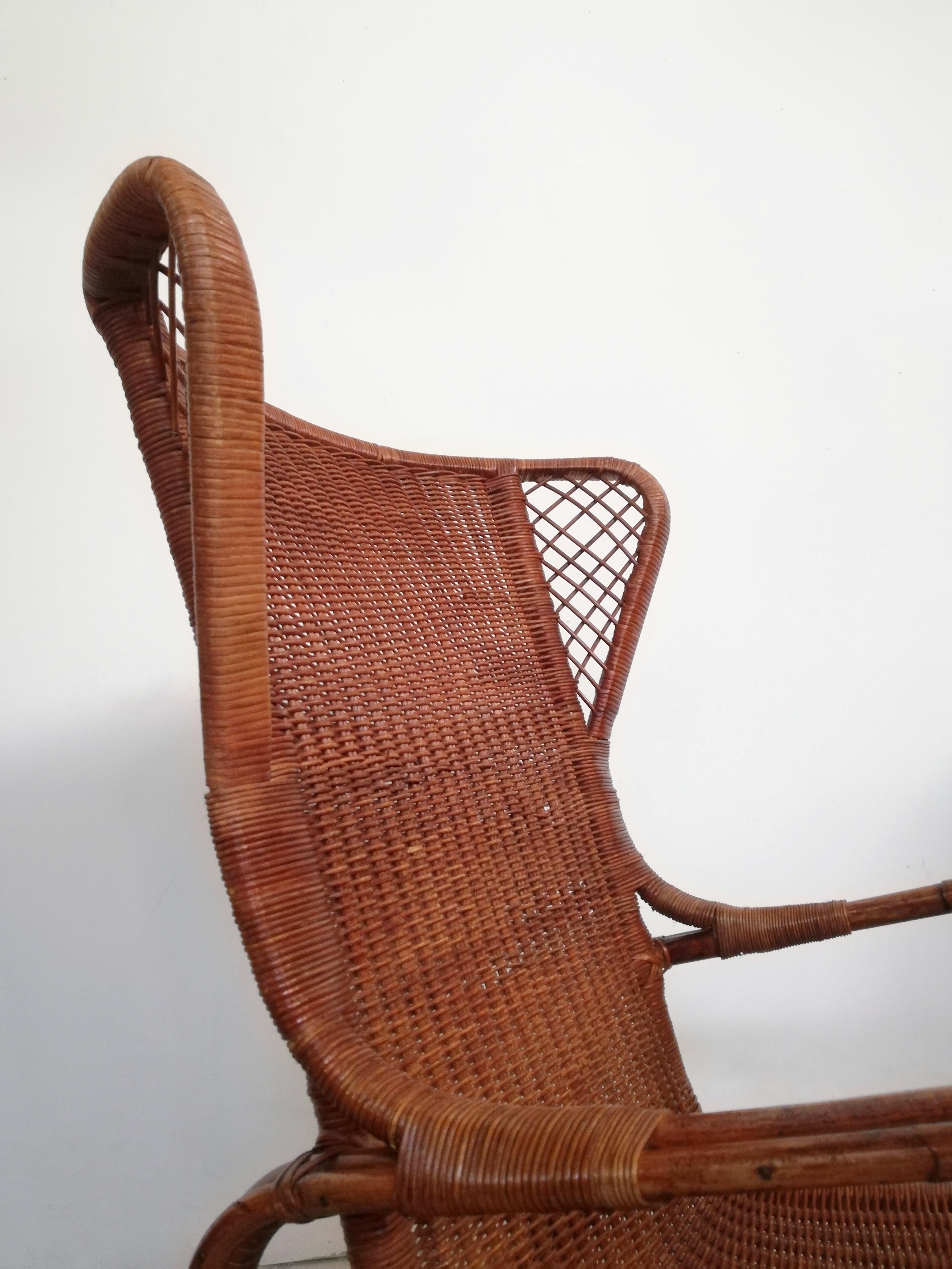 Bergère-Sessel aus Korbgeflecht von Eugenia Alberti Reggio für Ciceri, 1950 (20. Jahrhundert) im Angebot