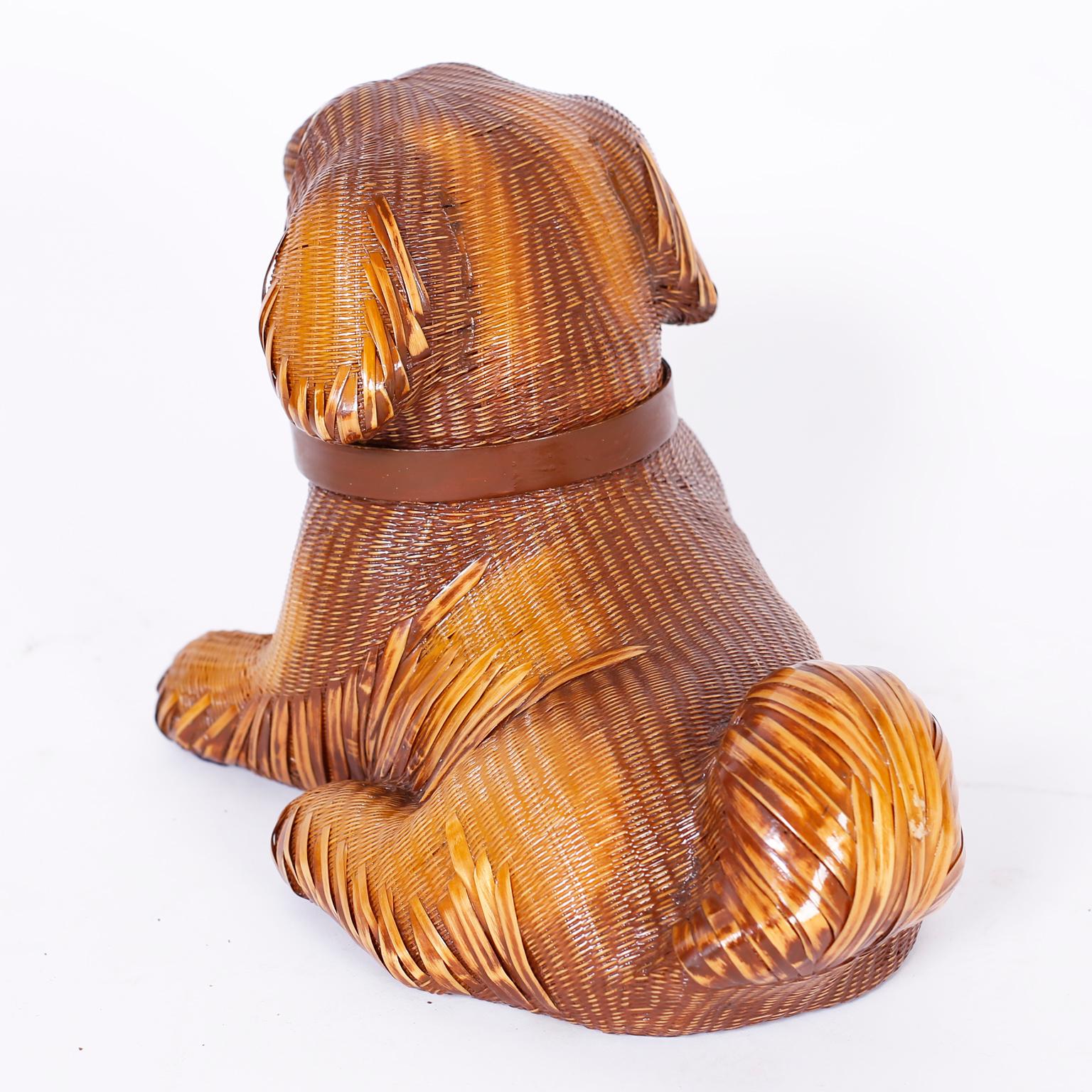 wicker dog statue